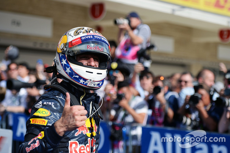 Daniel Ricciardo, Red Bull Racing celebrates his third position in parc ferme