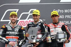 Podium : le vainqueur Johann Zarco, Ajo Motorsport, le deuxième, Jonas Folger, Dynavolt IntactGP, le troisième, Julian Simon, QMMF Racing Team