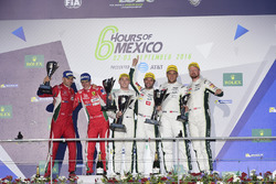 LM GTE Pro podium: first place Richie Stanaway, Darren Turner, Aston Martin Racing, second place Gianmaria Bruni, James Calado, AF Corse, third place Marco Sorensen, Nicki Thiim, Aston Martin Racing