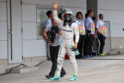 Nico Rosberg, Mercedes AMG F1 celebrates his pole position in parc ferme