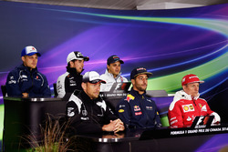 The FIA Press Conference (from back row (L to R)): Marcus Ericsson, Sauber F1 Team; Sergio Perez, Sahara Force India F1; Felipe Massa, Williams; Jenson Button, McLaren; Daniel Ricciardo, Red Bull Racing; Kimi Raikkonen, Ferrari