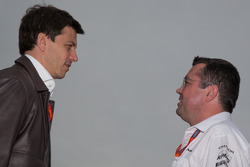 (L to R): Toto Wolff, Mercedes AMG F1 Shareholder and Executive Director with Eric Boullier, McLaren