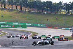Lewis Hamilton, Mercedes AMG F1 W07 Hybrid leads at the start of the race