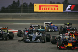 Lewis Hamilton, Mercedes AMG F1 Team W07 after making contact with Valtteri Bottas, Williams FW38