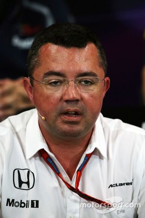Eric Boullier, directeur de la compétition McLaren lors de la conférence de presse de la FIA
