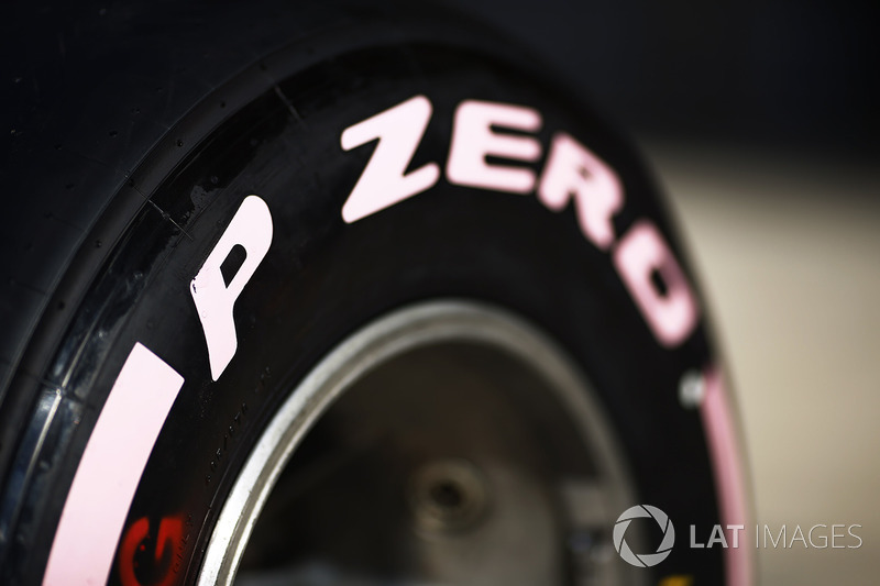 Pirelli tyres with pink markings in support of raising awareness of breast cancer