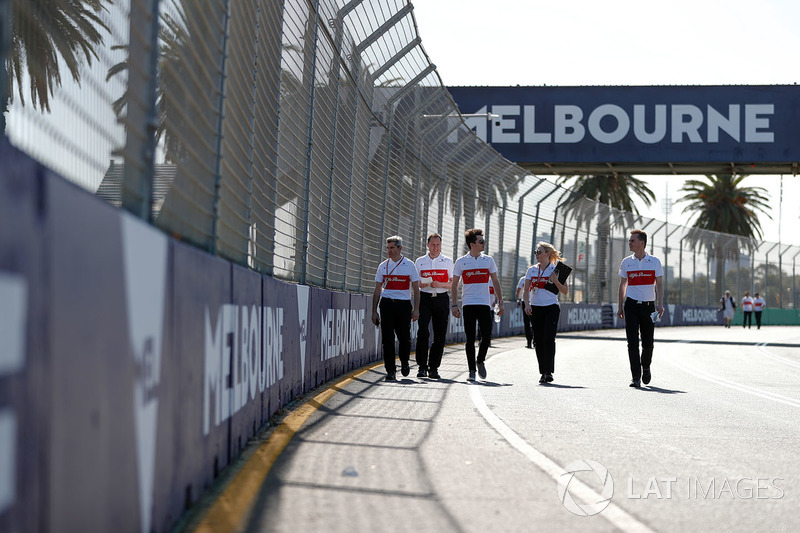 Track walk with Charles Leclerc, Sauber