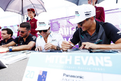 Mitch Evans, Jaguar Racing, Nelson Piquet Jr., Jaguar Racing, sign autographs for fans