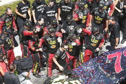 Martin Truex Jr., Furniture Row Racing, Toyota Camry 5-hour ENERGY/Bass Pro Shops crew celebrates with crew chief Cole Pearn