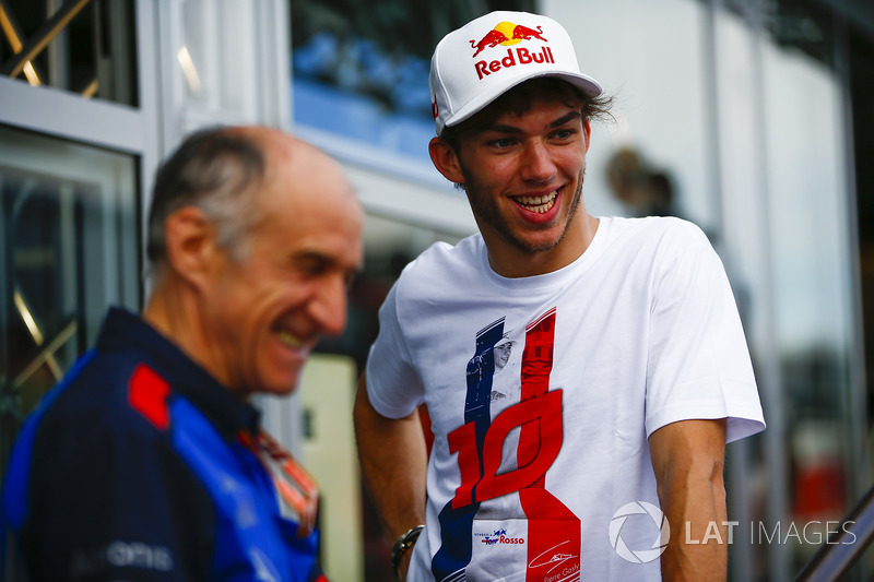 Franz Tost, Team Principal, Toro Rosso, and Pierre Gasly, Toro Rosso