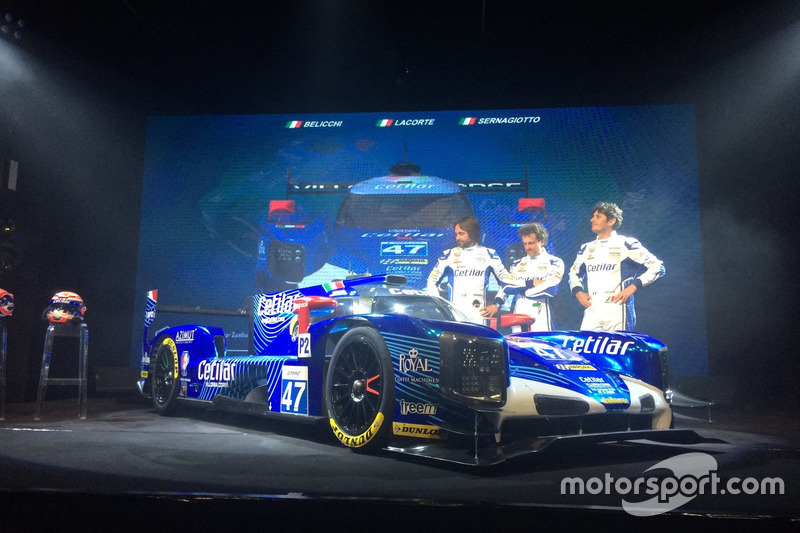 I piloti Roberto Lacorte, Giorgio Sernagiotto e Andrea Belicchi con la Dallara Gibson LMP2