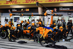 Fernando Alonso, McLaren MCL33, s'arrête au stand