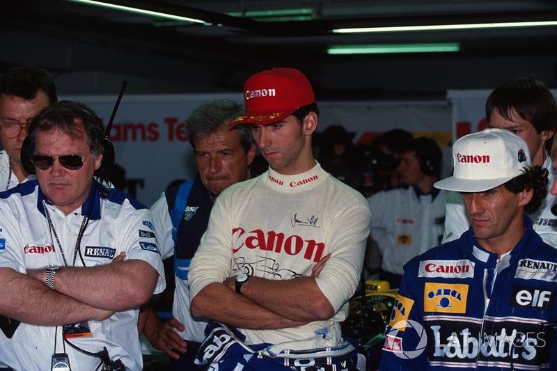 Patrick Head, Damon Hill ve Alain Prost, Williams, sıralama turlarını izliyor