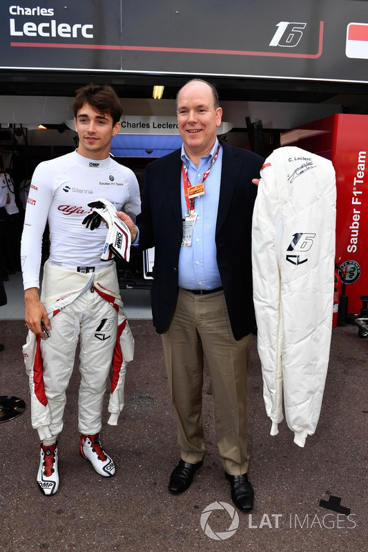 Charles Leclerc, Sauber and HSH Prince Albert of Monaco