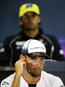Jenson Button, McLaren in the press conference