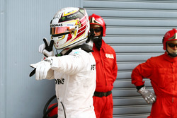 Lewis Hamilton, Mercedes AMG F1 celebrates his pole position in parc ferme