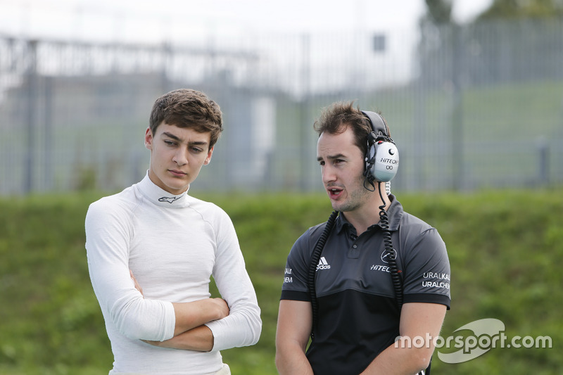 George Russell, HitechGP Dallara F312, Mercedes-Benz, mit Oliver Oakes