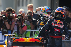 Race winner Daniel Ricciardo, Red Bull Racing and second place Max Verstappen, Red Bull Racing
