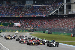 Lewis Hamilton, Mercedes AMG F1 W07 Hybrid leads at the start of the race