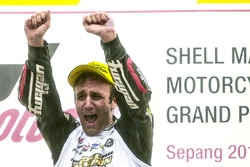 Podium : Johann Zarco, Ajo Motorsport, fête sa victoire en course et le titre de Champion du monde