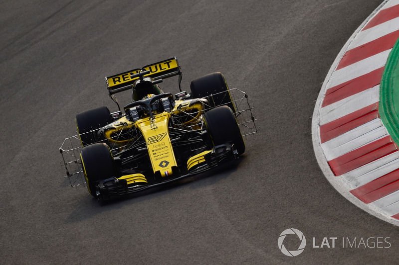 Nico Hulkenberg, Renault Sport F1 Team RS18, avec des capteurs aérodynamiques