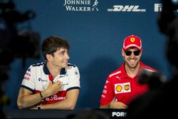 Charles Leclerc, Sauber y Sebastian Vettel, Ferrari en la conferencia de prensa