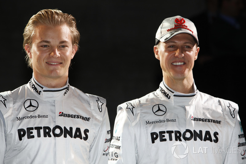 Nico Rosberg, Mercedes GP con Michael Schumacher, Mercedes GP
