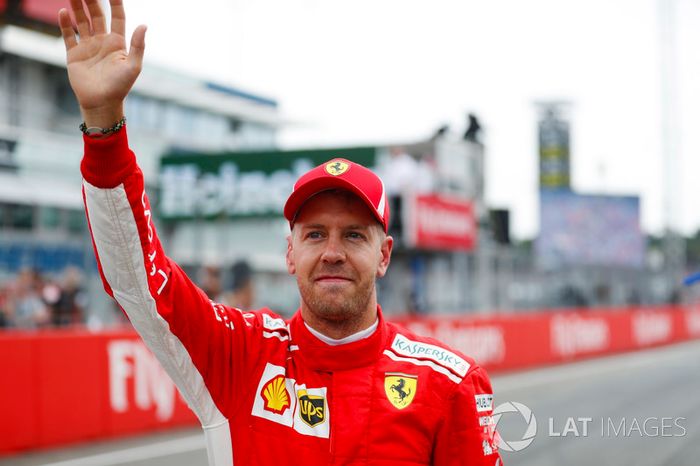 Sebastian Vettel, Ferrari, celebra su pole en Alemania