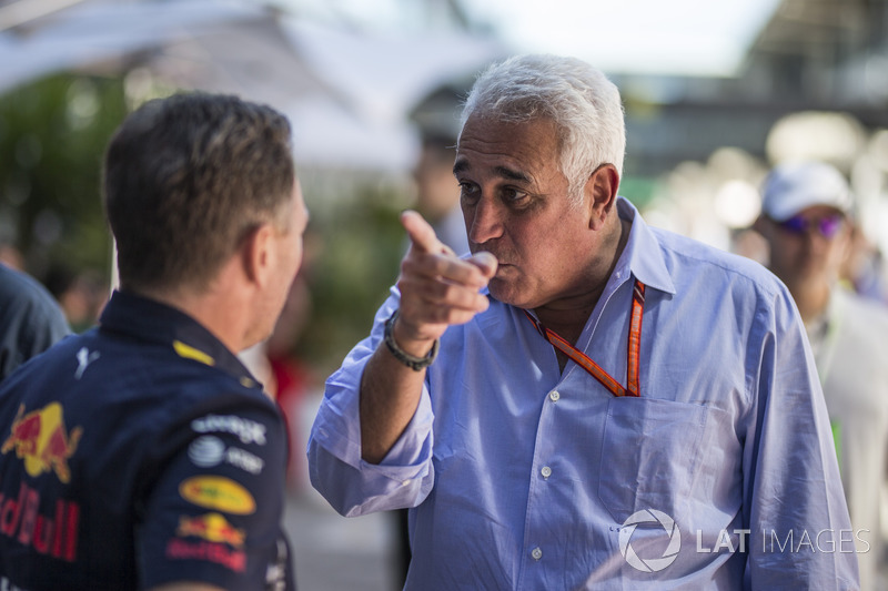Christian Horner, Red Bull Racing Team Principal and Lawrence Stroll