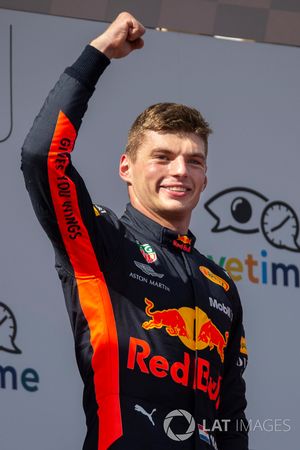 Max Verstappen, Red Bull Racing celebrates on the podium