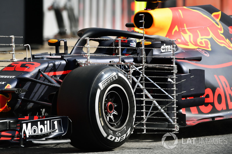 Max Verstappen, Red Bull Racing RB14, con sensori aerodinamici