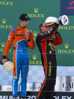 Podium: Race winner David Reynolds, Erebus Motorsport Holden, Nick Percat, Brad Jones Racing Holden