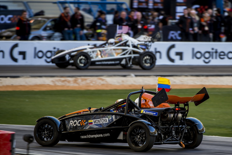 Juan Pablo Montoya and Ryan Hunter-Reay driving the Ariel Atom Cup