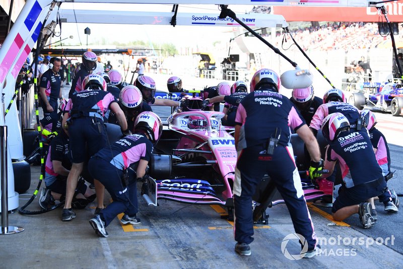 Lance Stroll, Racing Point RP19 en pits