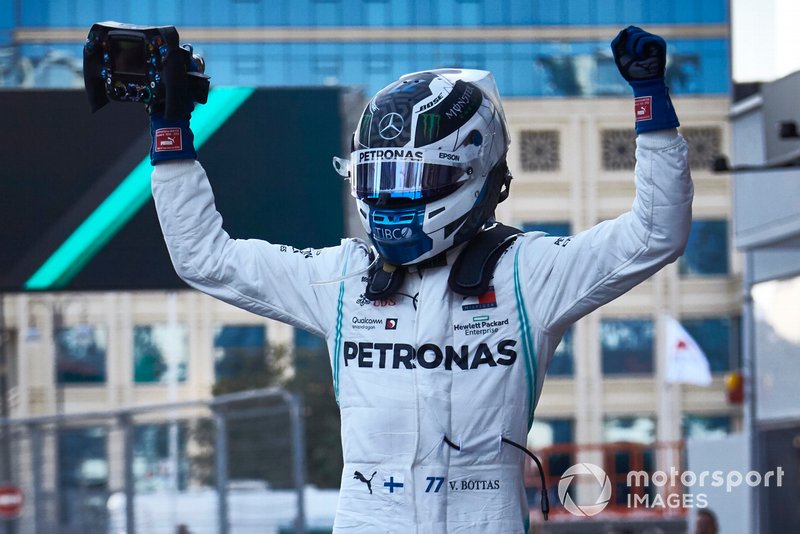 Valtteri Bottas, Mercedes AMG F1, 1st position, celebrates in Parc Ferme