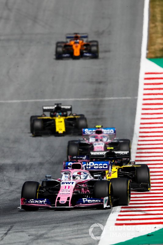 Sergio Perez, Racing Point RP19, Nico Hulkenberg, Renault F1 Team R.S. 19, Lance Stroll, Racing Point RP19, Daniel Ricciardo, Renault F1 Team R.S.19, Carlos Sainz Jr., McLaren MCL34