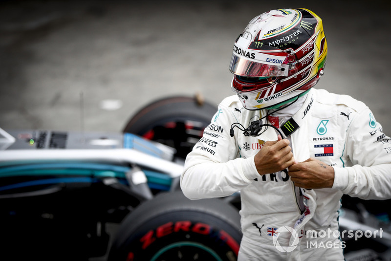 Pole man Lewis Hamilton, Mercedes AMG F1, in Parc Ferme, after Qualifying