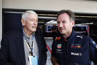 John Malone, Chairman, Liberty Media, with Christian Horner, Team Principal, Red Bull Racing