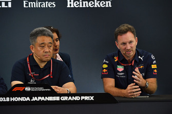 Toyoharu Tanabe, Honda F1 Technical Director and Christian Horner, Red Bull Racing Team Principal in the Press Conference