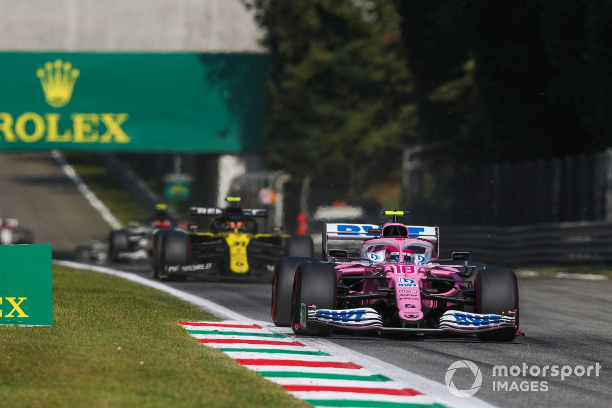 Lance Stroll, Racing Point RP20, Esteban Ocon, Renault F1 Team R.S.20