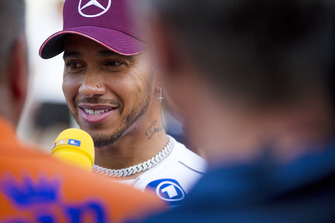 Lewis Hamilton, Mercedes AMG F1 beinging interviewed by the media