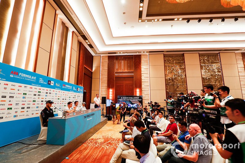 Andre Lotterer, DS TECHEETAH, Stoffel Vandoorne, HWA Racelab, Oliver Turvey, NIO Formula E Team, Edoardo Mortara, Venturi Formula E, in conferenza stampa