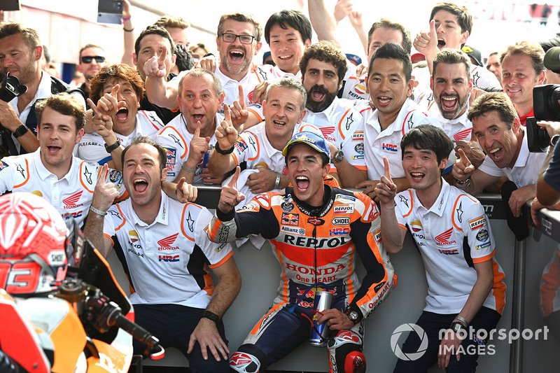 Race winner Marc Marquez, Repsol Honda Team celebrates in parc ferme