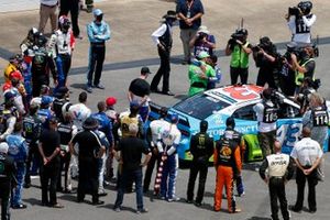 Nascar drivers stand in solidarity with Darrell Wallace Jr., Richard Petty Motorsports, Chevrolet Camaro before the Nascar Cup race