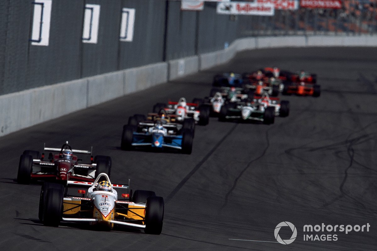 Kenny Brack, Team Rahal leads Alex Zanardi, Mo Nunn Racing y Patrick Carpentier, Forsythe Racing