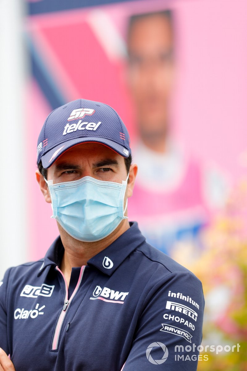 Sergio Perez, Racing Point speaks to the media