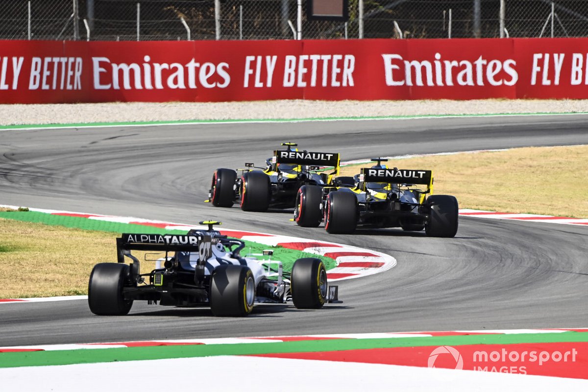 Pierre Gasly, AlphaTauri AT01, Daniel Ricciardo, Renault F1 Team R.S.20 y Esteban Ocon, Renault F1 Team R.S.20