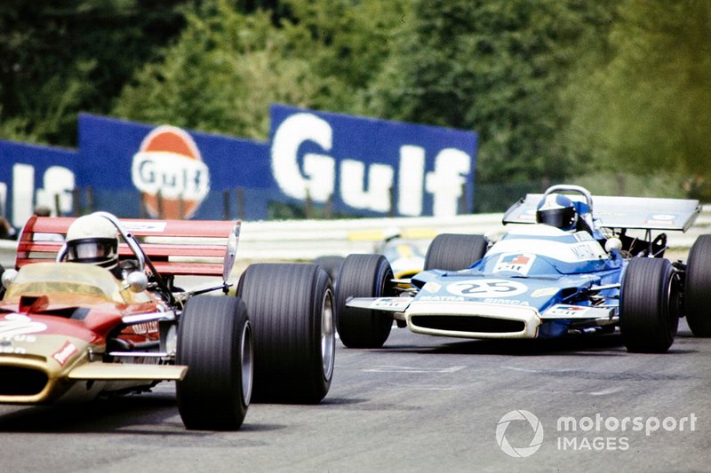 Jochen Rindt, Lotus 49C Ford devant Jean-Pierre Beltoise, Matra MS120