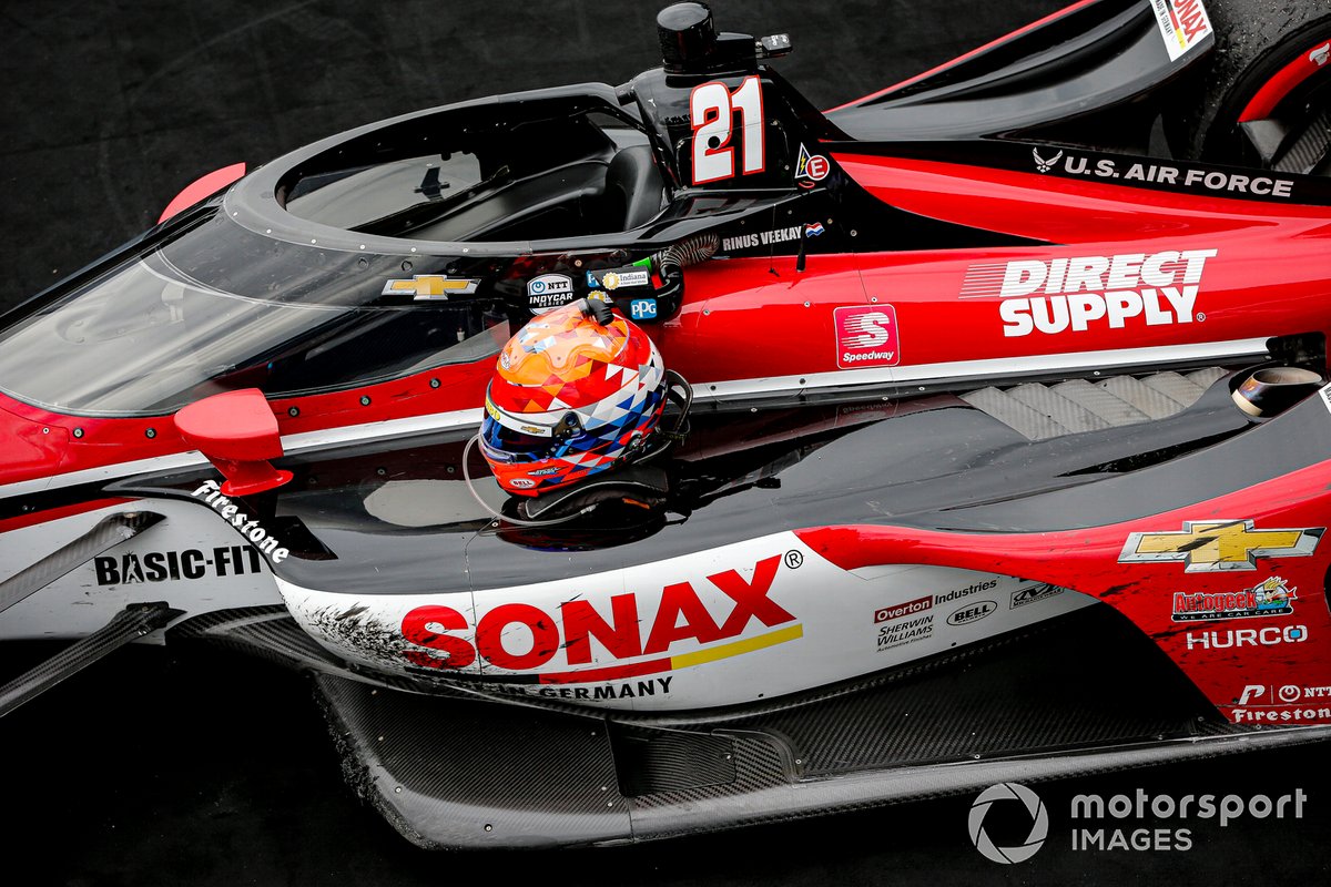 Ganador Rinus VeeKay, Ed Carpenter Racing Chevrolet celebra la victoria