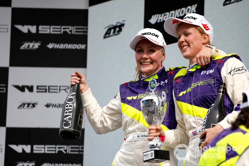 Podium: Race winner Emma Kimilainen, second place Alice Powell